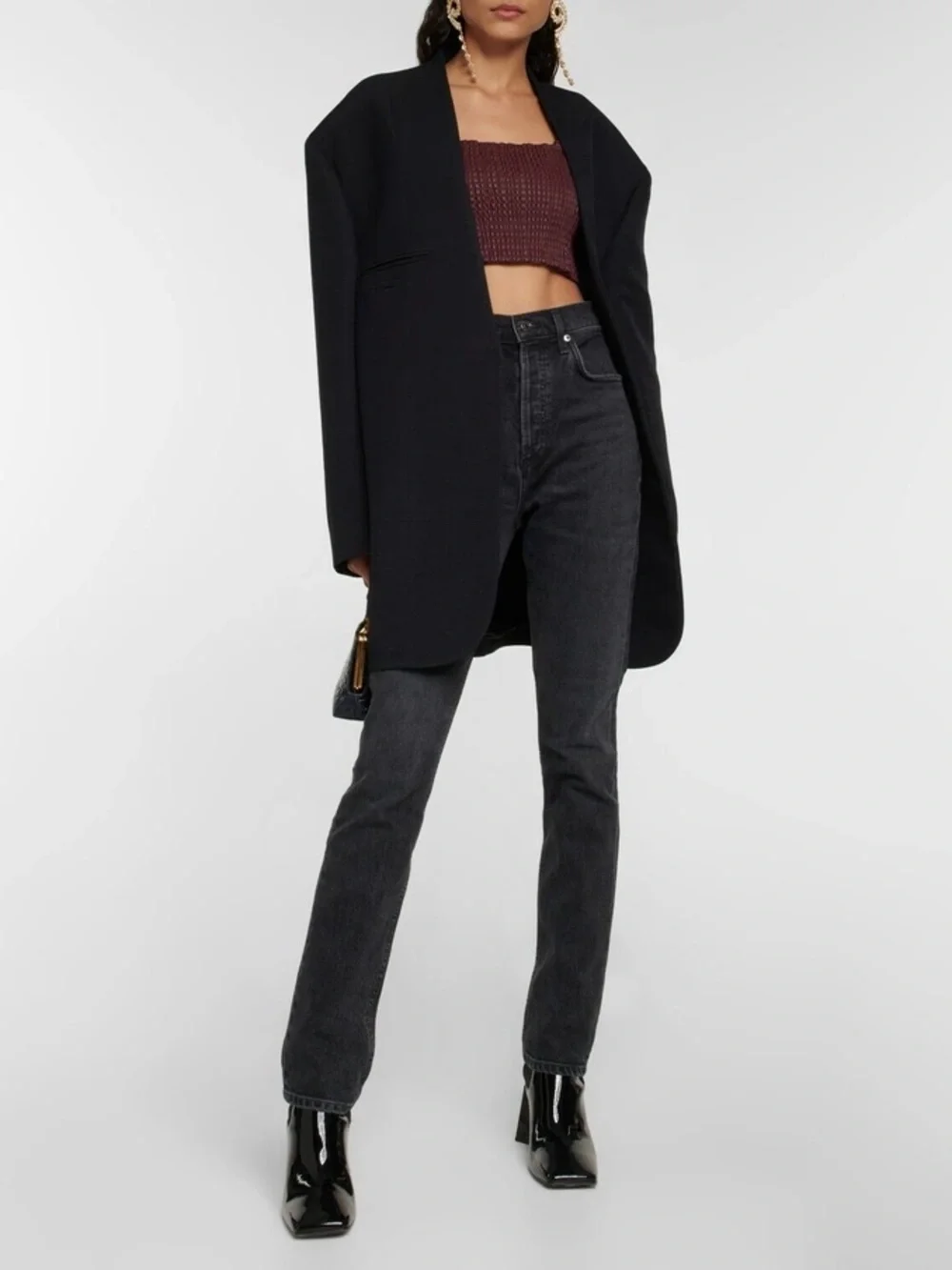 Agolde Freya High Rise Slim Jeans Charcoal Black Gray Womens Size 29